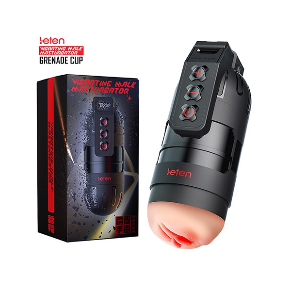 Leten 수류탄컵 B-296 자동 진동 남성 자위기구｜Vibrating Male Masturbator｜블랙 디자인｜실리콘 삽입구｜흡입 강도 조절｜USB 충전식 성인용품
