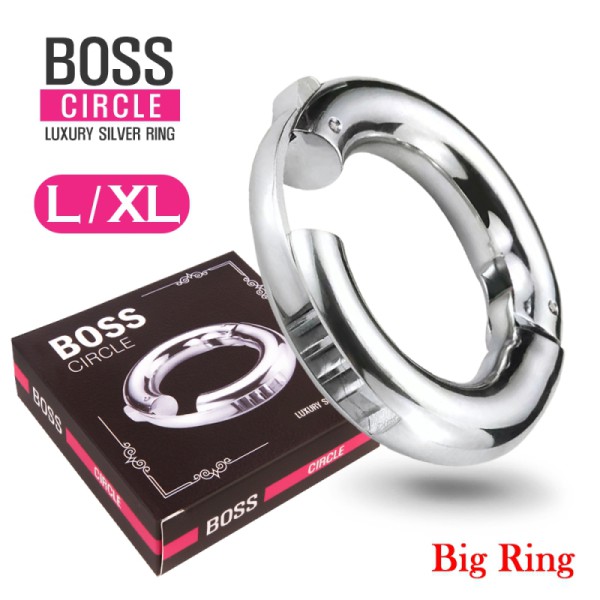 “보스 서클 빅링 성인용품 L/XL 사이즈 – 프리미엄 실버 알루미늄 링과 전용 패키지 박스”
