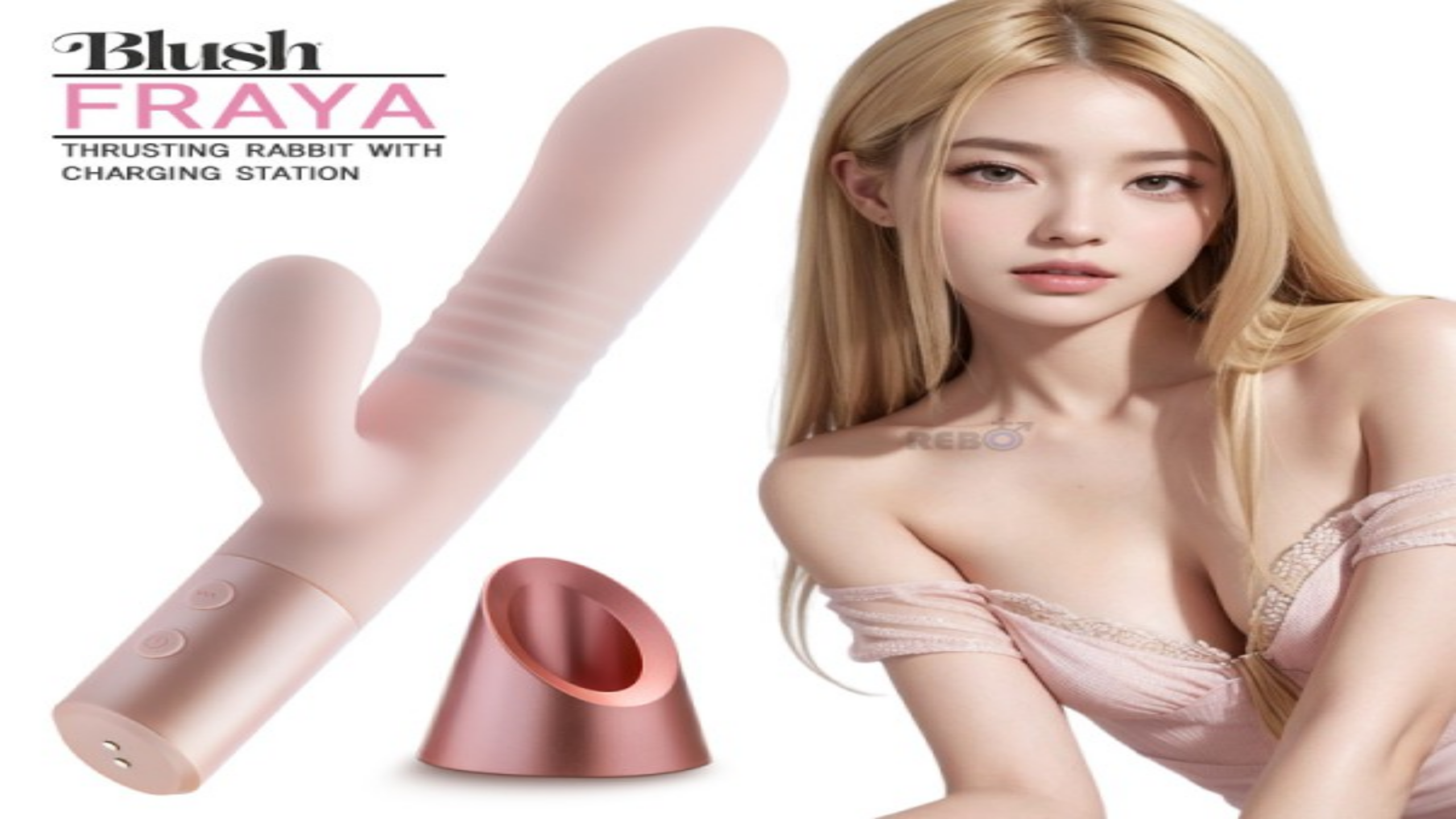 REBO 프라야를 손에 든 여성의 모습, 제품 크기와 사용감을 보여줌